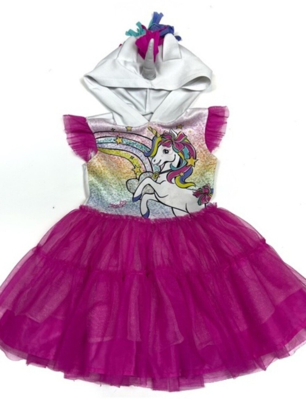 Nickelodeon Unicorn Hooded Tulle Dress Pink Girls Size XL (14-16)